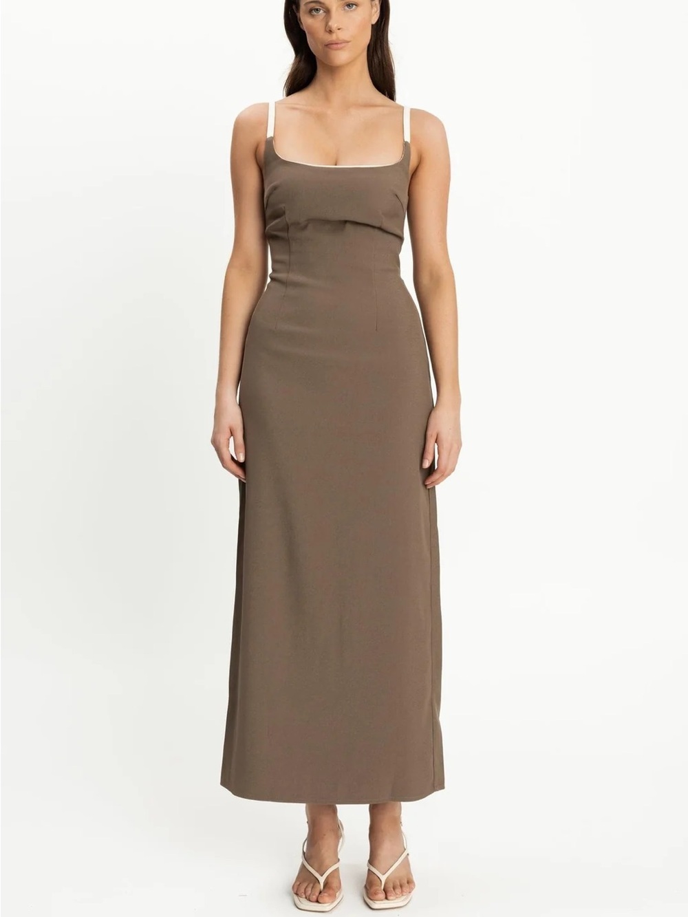 Women’s Brown Square-Neck Maxi Dress